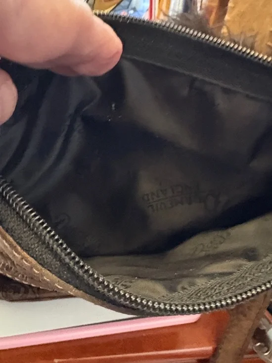 Handcrafted Peruvian Handcrafted Turquoise & Brown Embossed Crossbody Bag - Picture 10 of 12